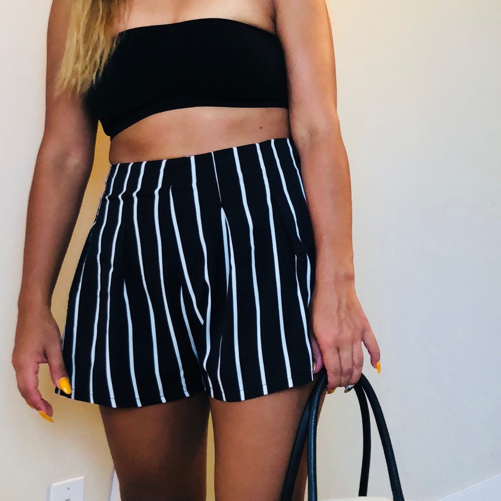 Black and White Striped Shorts